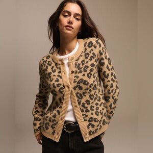 Abercrombie & Fitch Womens Leopard Crew Cardigan Size Medium